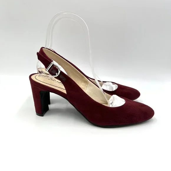 Mary Jane Shoes Wide Fit Burgundy Low Heel Pumps Life Stride Shoes